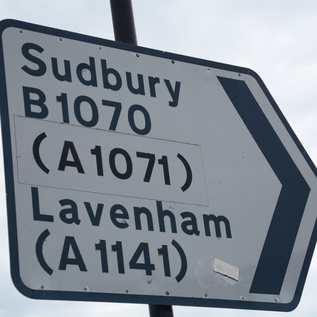 Directional road signs pointing towards Sudbury